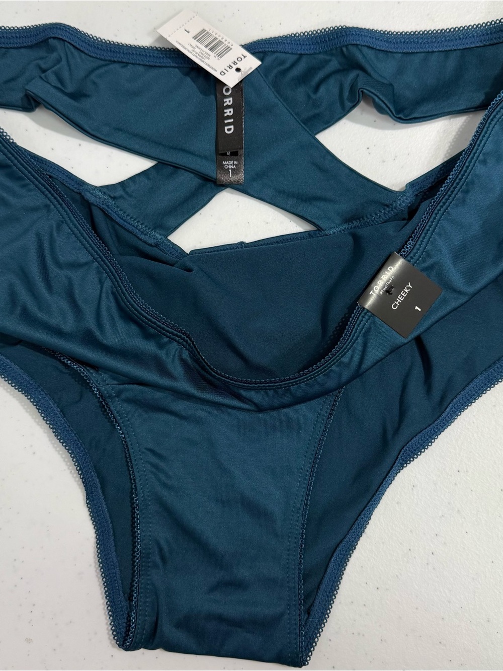 Torrid teal cheeky crisscross back panty- deep teal - Picture 2 of 3